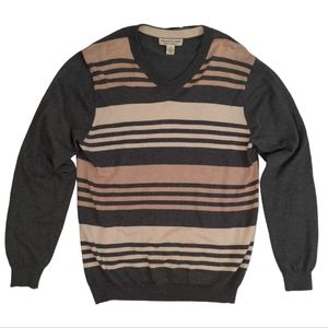 Pronto-Uomo Cotton Cashmere pull over long sleeve v-neck sweater, size medium